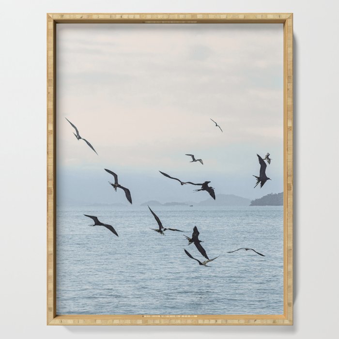 Flock of Birds at Sunset Serving Tray Gallery Image 1