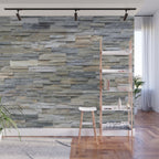 Gray Slate Stone Brick Texture Faux Wall Wall Mural Gallery Image 1