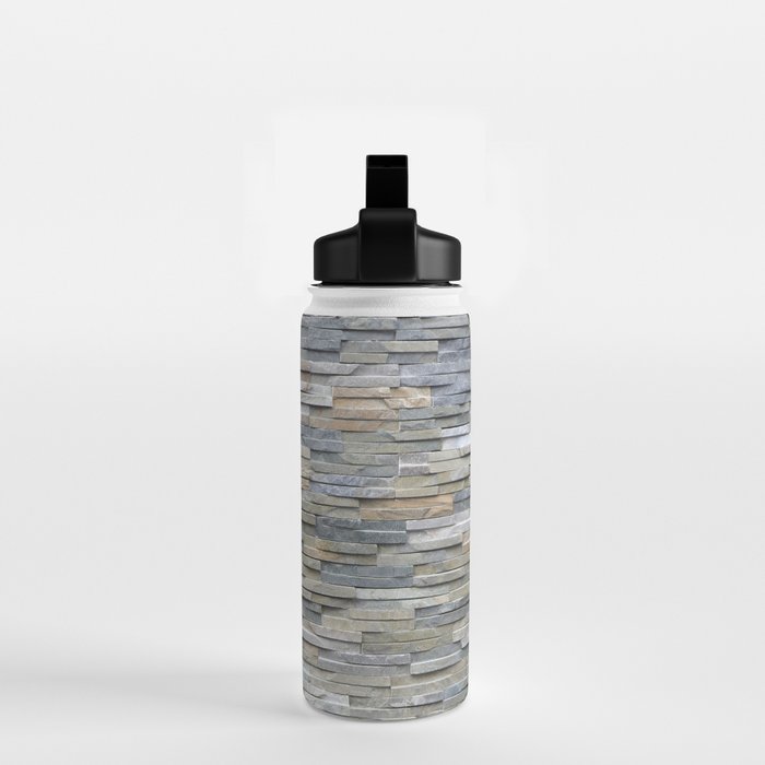 Gray Slate Stone Brick Texture Faux Wall Water Bottle Gallery Image 2