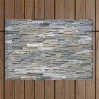 Gray Slate Stone Brick Texture Faux Wall Outdoor Rug Gallery Image 1