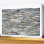 Gray Slate Stone Brick Texture Faux Wall Wall Mural Gallery Image 2