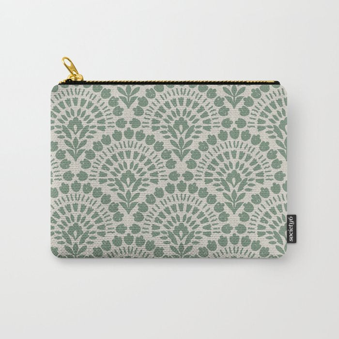 Art Deco Sage Green Boho Carry All Pouch Gallery Image 1