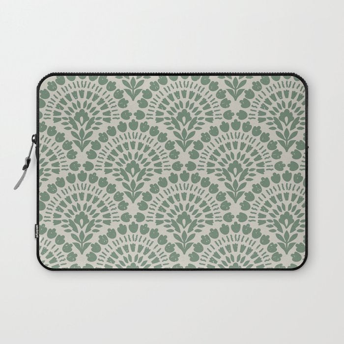 Art Deco Sage Green Boho Laptop Sleeve Gallery Image 1