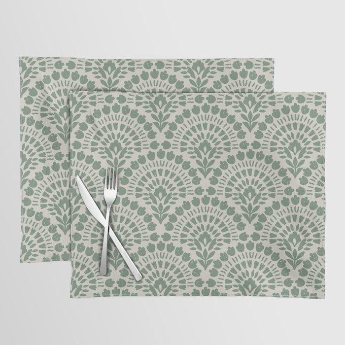 Art Deco Sage Green Boho Placemat Gallery Image 1