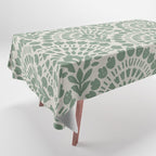 Art Deco Sage Green Boho Tablecloth Gallery Image 1