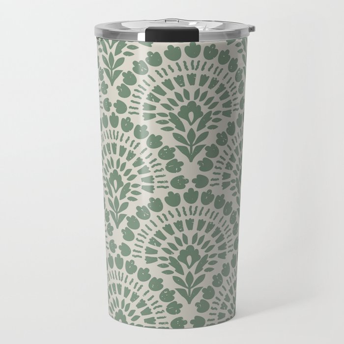 Art Deco Sage Green Boho Travel Mug Gallery Image 1