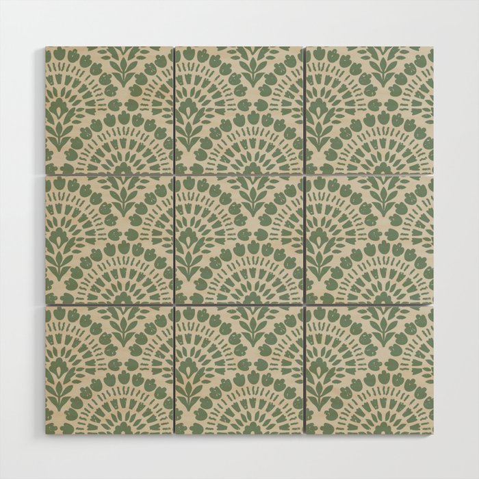 Art Deco Sage Green Boho Wood Wall Art Gallery Image 1