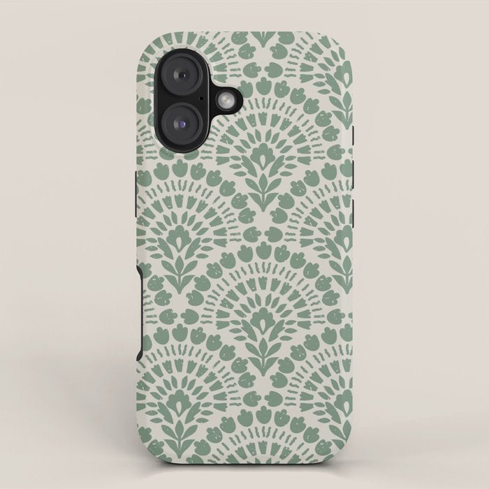 Art Deco Sage Green Boho iPhone Case Gallery Image 1