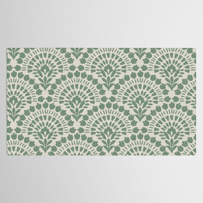 Art Deco Sage Green Boho Tablecloth Gallery Image 2
