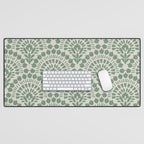 Art Deco Sage Green Boho Desk Mat Gallery Image 1