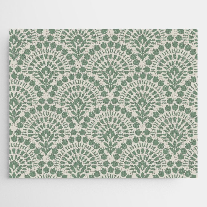 Art Deco Sage Green Boho Jigsaw Puzzle Gallery Image 1