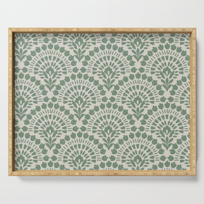 Art Deco Sage Green Boho Serving Tray Gallery Image 1