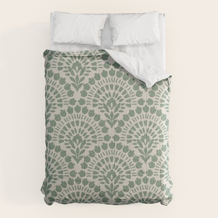 Art Deco Sage Green Boho Comforter Gallery Image 6