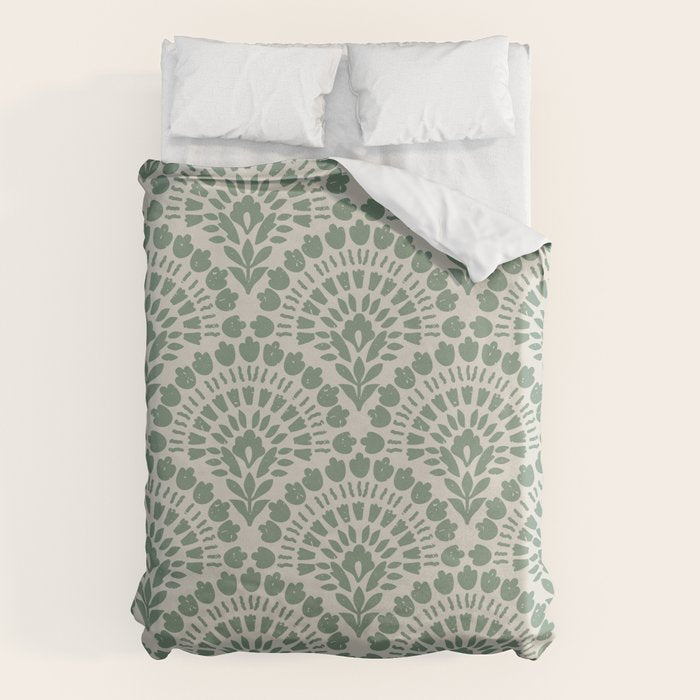 Art Deco Sage Green Boho Duvet Cover Gallery Image 6