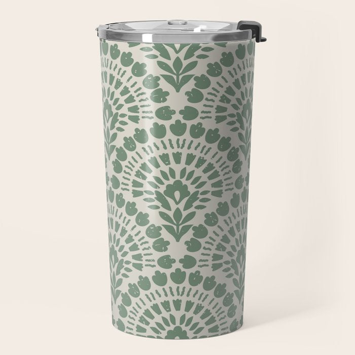 Art Deco Sage Green Boho Travel Mug Gallery Image 2