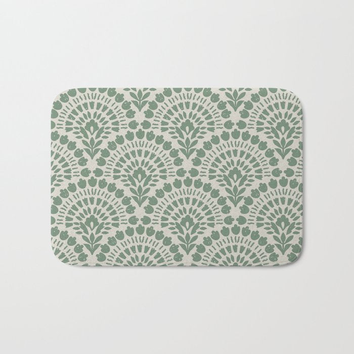 Art Deco Sage Green Boho Bath Mat Gallery Image 1