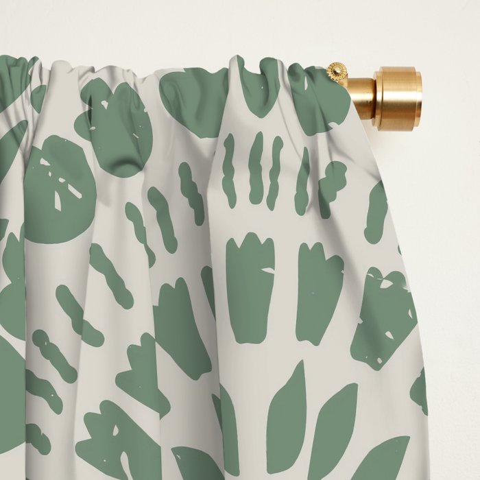 Art Deco Sage Green Boho Window Curtain Gallery Image 2