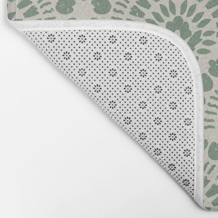 Art Deco Sage Green Boho Bath Mat Gallery Image 2