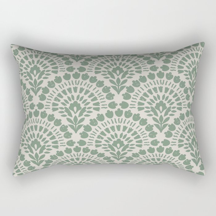 Art Deco Sage Green Boho Rectangular Pillow Gallery Image 1
