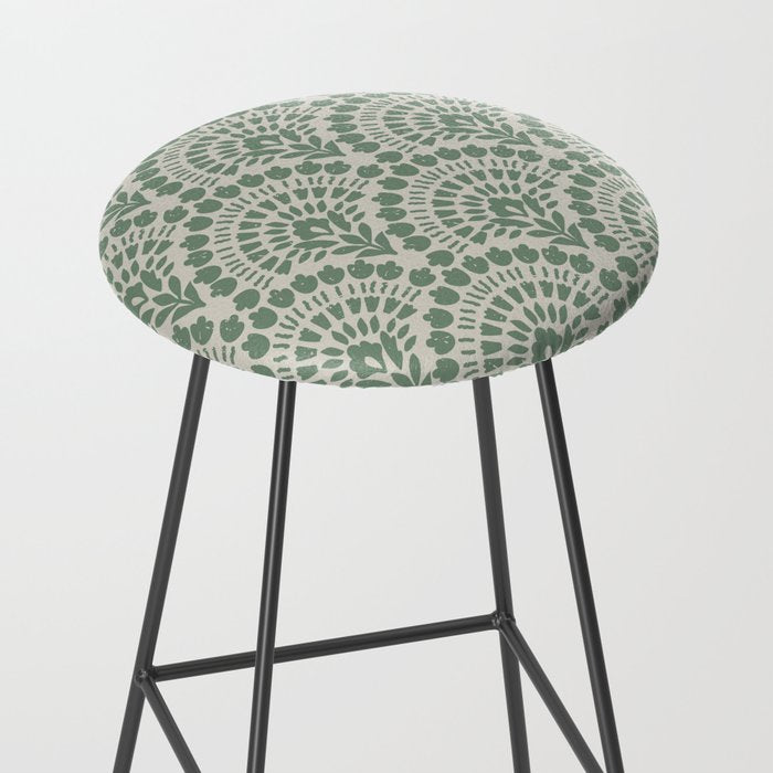 Art Deco Sage Green Boho Stool Gallery Image 2