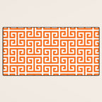 Orange and White Greek Key Desk Mat Gallery Image 3
