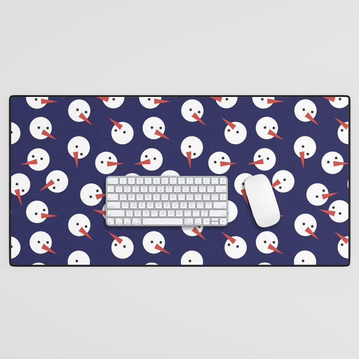 Snowmen pattern on dark Desk Mat Gallery Image 1