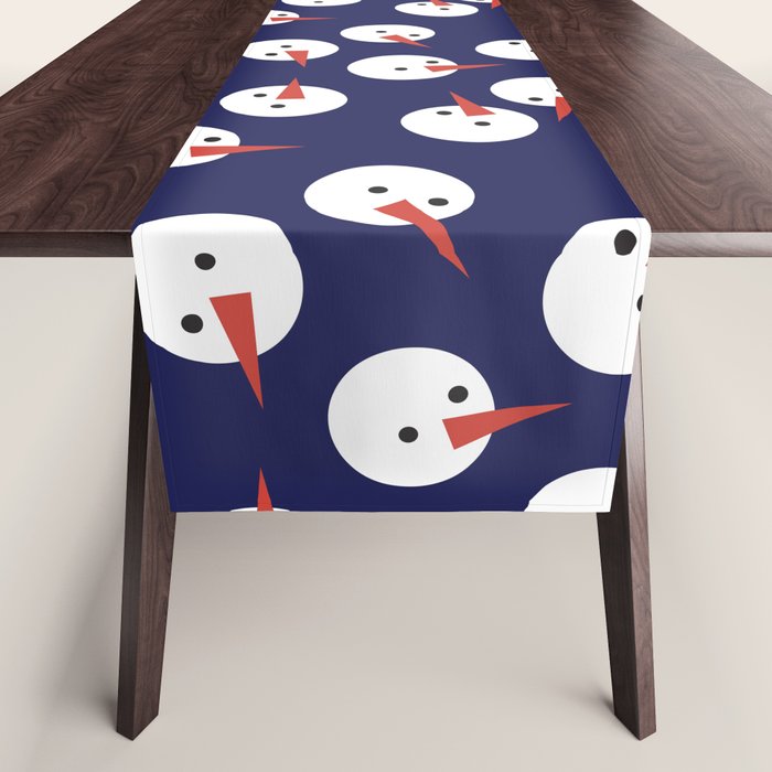 Snowmen pattern on dark Table Runner Gallery Image 1