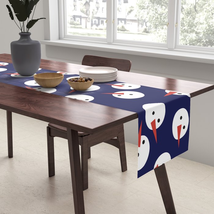 Snowmen pattern on dark Table Runner Gallery Image 2