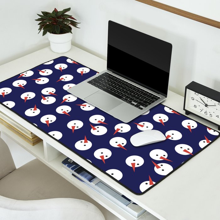 Snowmen pattern on dark Desk Mat Gallery Image 2