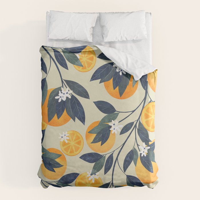 Oranges branch and flowers Duvet Cover Gallery Image 6