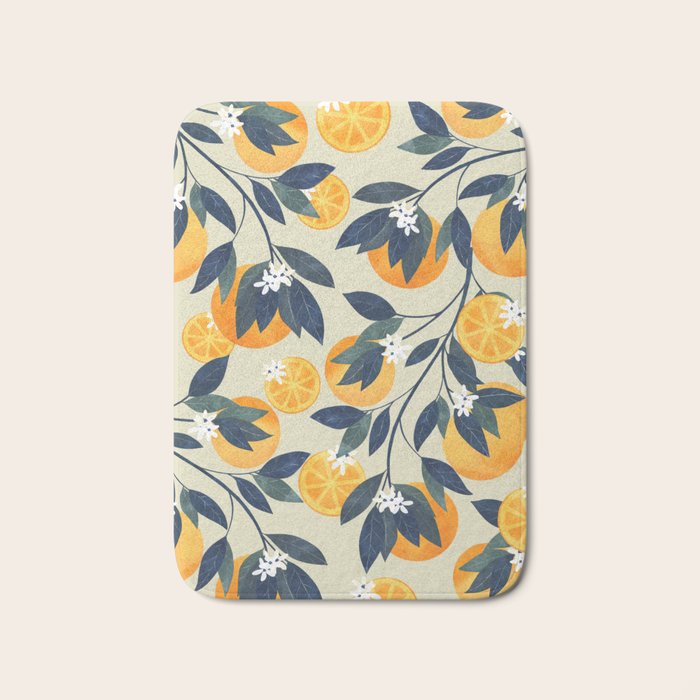 Oranges branch and flowers Bath Mat Gallery Image 1