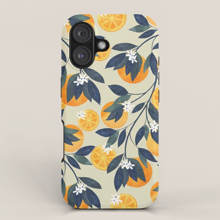 Oranges branch and flowers iPhone Case Gallery Image 1
