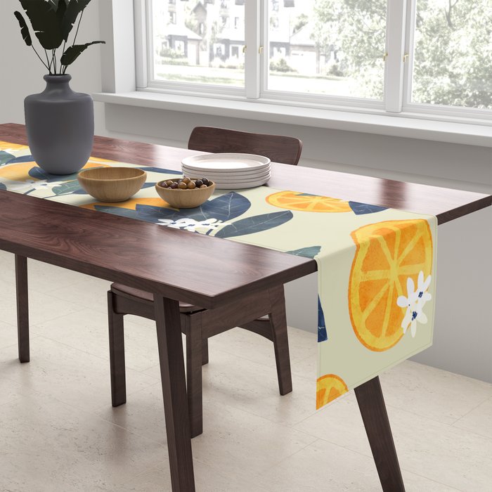 Oranges branch and flowers Table Runner Gallery Image 2