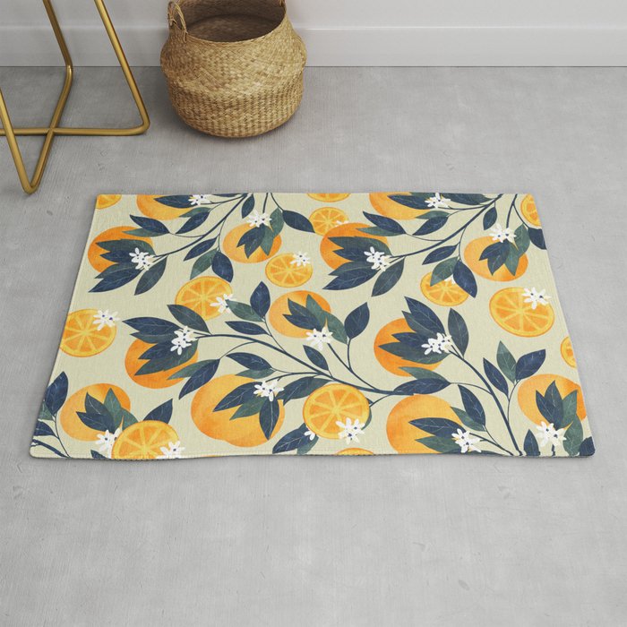 Oranges branch and flowers Rug Gallery Image 1