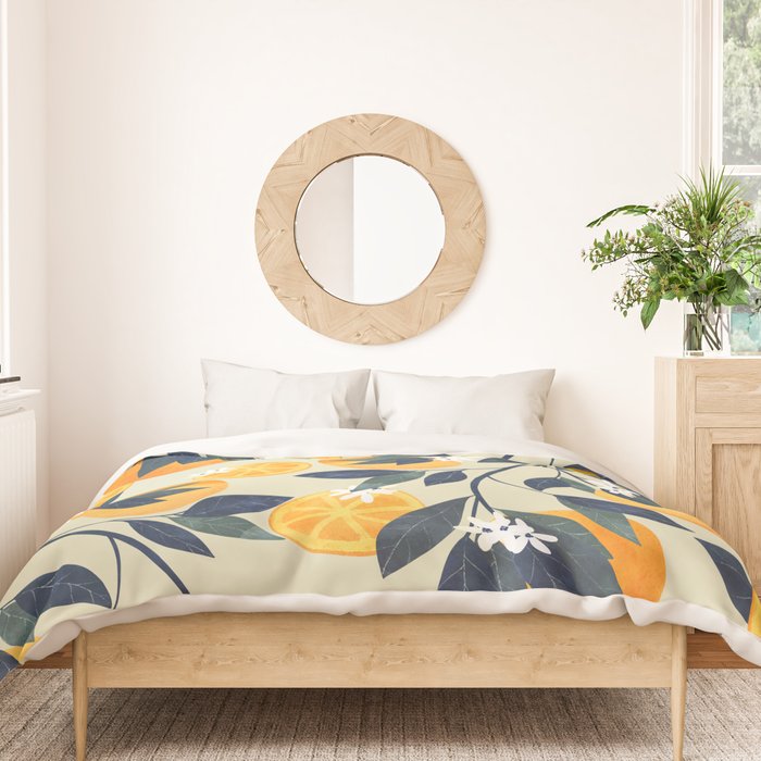 Oranges branch and flowers Duvet Cover Gallery Image 3