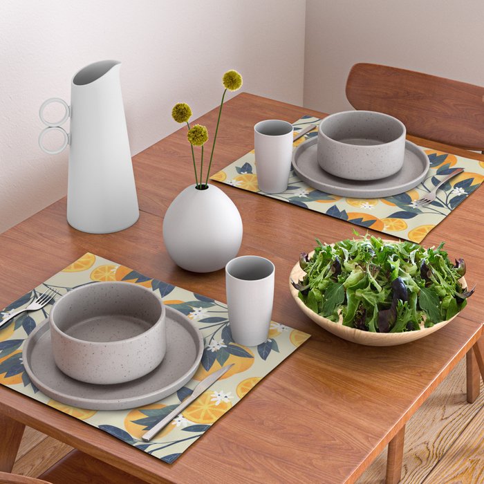 Oranges branch and flowers Placemat Gallery Image 2