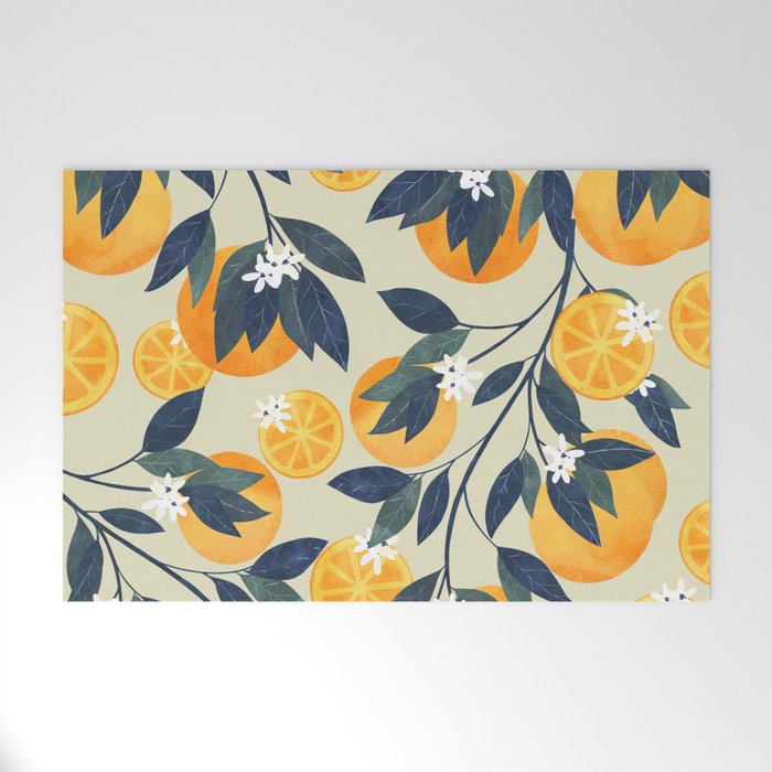 Oranges branch and flowers Welcome Mat Gallery Image 1