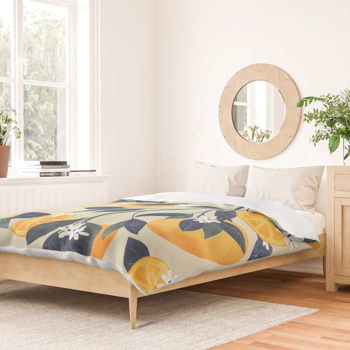 Oranges branch and flowers Duvet Cover Gallery Image 2