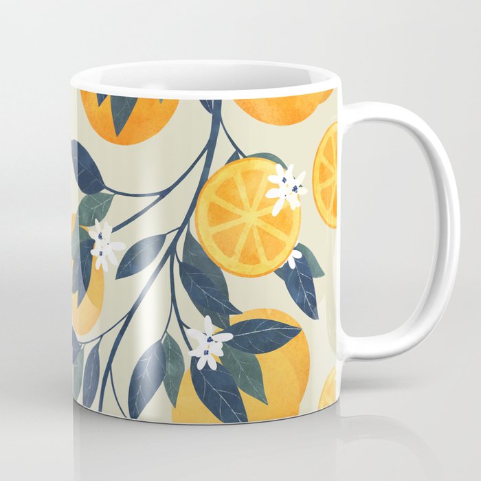 Oranges branch and flowers Coffee Mug Gallery Image 1