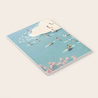 Last Summer, Beach Vibes Tropical Nature Landscape, Pastel Subdued Painting Scenic Travel, People Swim Surf Waves Illustration Notebook Gallery Image 3
