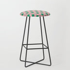 Midcentury Modern Atomic Age Starburst Pattern in Christmas Green and Pink Stool Gallery Image 1