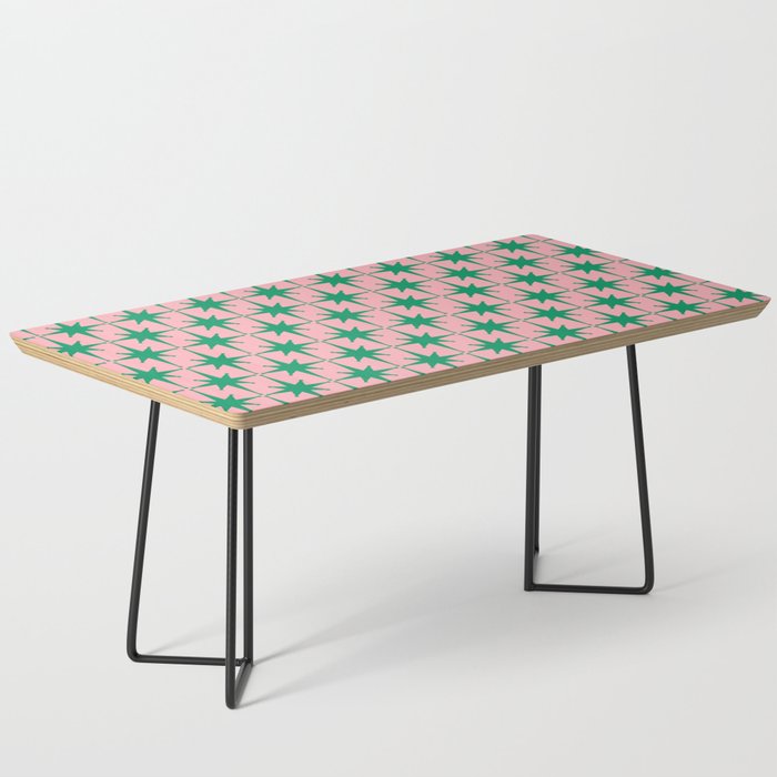 Midcentury Modern Atomic Age Starburst Pattern in Christmas Green and Pink Coffee Table Gallery Image 1