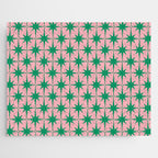 Midcentury Modern Atomic Age Starburst Pattern in Christmas Green and Pink Jigsaw Puzzle Gallery Image 1