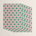 Midcentury Modern Atomic Age Starburst Pattern in Christmas Green and Pink Wrapping Paper Gallery Image 3