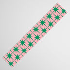 Midcentury Modern Atomic Age Starburst Pattern in Christmas Green and Pink Table Runner Gallery Image 3