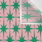 Midcentury Modern Atomic Age Starburst Pattern in Christmas Green and Pink Wall Tapestry Gallery Image 3