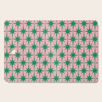 Midcentury Modern Atomic Age Starburst Pattern in Christmas Green and Pink Cutting Board Gallery Image 1