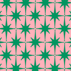 Midcentury Modern Atomic Age Starburst Pattern in Christmas Green and Pink Coffee Mug Gallery Image 2