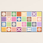 Retro Colorful Flower Checker Tiles Desk Mat Gallery Image 3