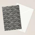 Japanese Seigaiha Wave - Black & White Palette Stationery Card Gallery Image 2